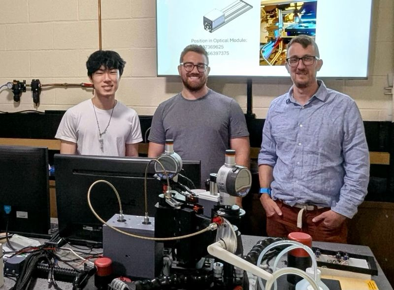 Channing Chen, Graeme Francolini and Dr. Ben Britton in the Electron Microscopy Laboratory
